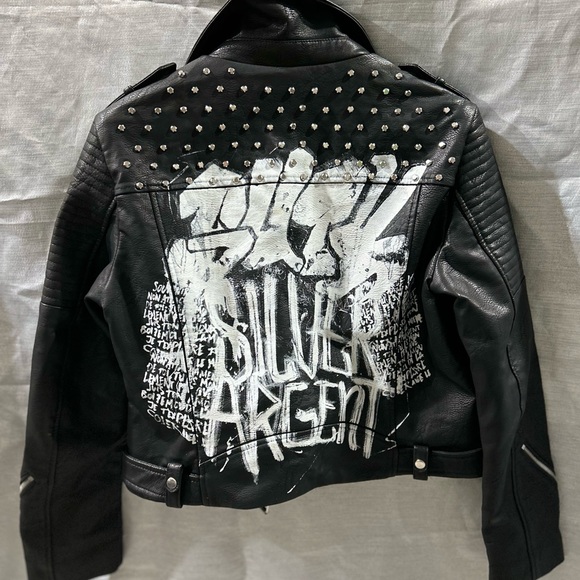 ZARA - Graffiti Studded Faux Leather Biker Jacket (Release Year 2017) - XL - Picture 5 of 7